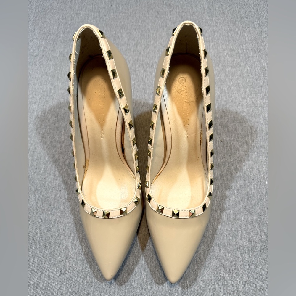 Wild Diva Cream Studded Heels  Size 10